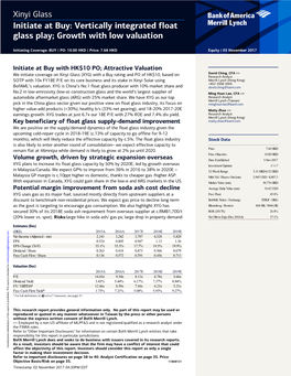 Xinyi Glass Initiate at Buy: Vertically Integrated Float Glass Play; Growth with Low Valuation