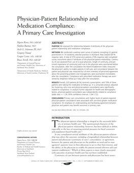 Physician-Patient Relationship and Medication Compliance: a Primary Care Investigation