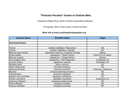 "Pollinator Paradise" Garden at Chatham Mills