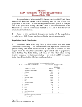 THE SCHEDULED TRIBES Census of India 2001