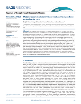 Modeled Ocean Circulation in Nares Strait and Its Dependence on Landfast‐Ice Cover