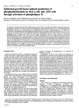 Phosphatidylalcohols by Hela Cells and A431 Cells Through Activation of Phospholipase D