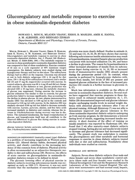 Glucoregulatory and Metabolic Response to Exercise in Obese Noninsulin-Dependent Diabetes