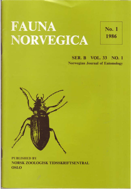 SER. B VOL. 33 NO. 1 Orwegian Journal of Entomology
