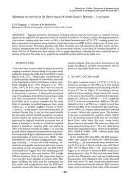 Mountain Permafrost in the Sølen Massif, Central-Eastern Norway – First Results