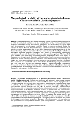 Morphological Variability of the Marine Planktonic Diatom Chaetoceros Similis (Bacillariophyceae)