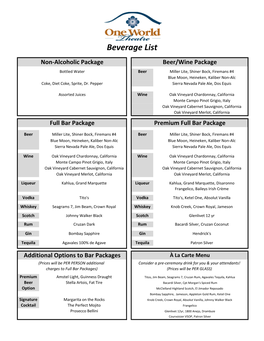 OWT Bar Packages