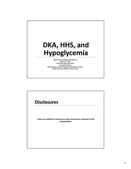 DKA, HHS, and Hypoglycemia