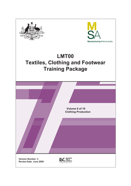 LMT00 Textiles, Clothing and Footwear Training Package