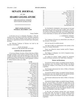 Senate Journal Idaho Legislature