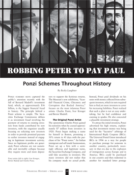 Robbing Peter to Pay Paul: Ponzi Schemes Throughout History