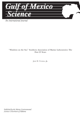 Southern Association of Marine Laboratories: the an International Journal Published by the Marine Environmental Alabama Sciences Consortium Of