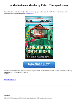 Download a Meditation on Murder by Robert Thorogood