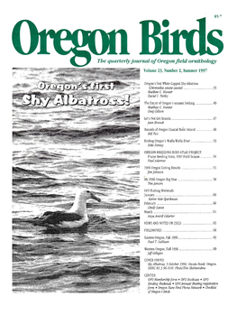 The Quarterly Journal of Oregon Field Ornithology Volume 23, Number 2, Summer 1997