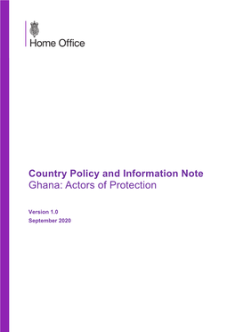 Country Policy and Information Note Ghana: Actors of Protection