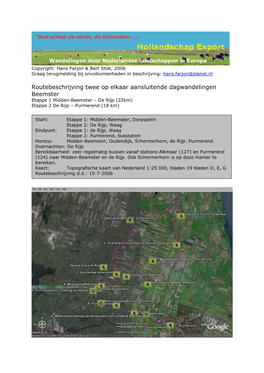 Routebeschrijving Wandeling Beemster