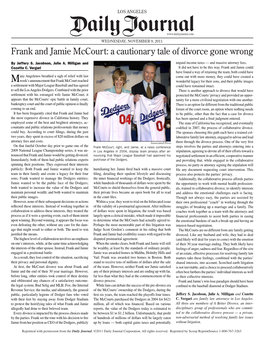 Frank and Jamie Mccourt: a Cautionary Tale of Divorce Gone Wrong