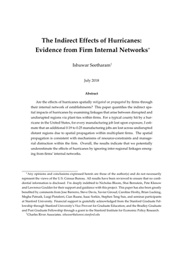 The Indirect Effects of Hurricanes: Evidence from Firm Internal Networks∗