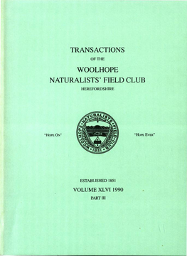 Transactions Woolhope Naturalists' Field Club