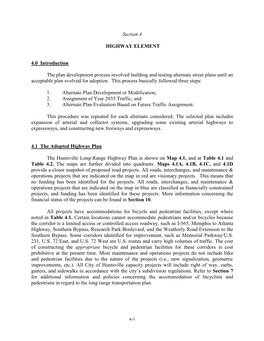 Section 4 HIGHWAY ELEMENT 4.0 Introduction the Plan Development