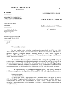 TRIBUNAL ADMINISTRATIF Sc D’ORLÉANS