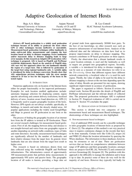 Adaptive Geolocation of Internet Hosts