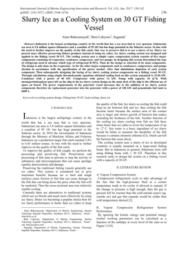 Slurry Ice As a Cooling System on 30 GT Fishing Vessel