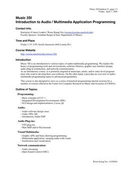 Music 3SI Introduction to Audio / Multimedia Application Programming