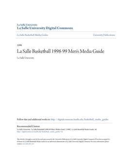 La Salle Basketball 1998-99 Men's Media Guide La Salle University