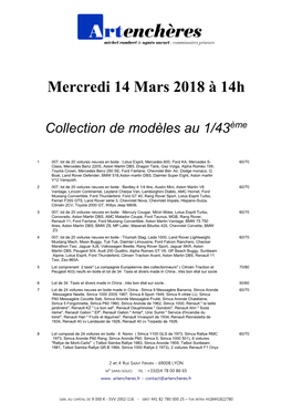 Mercredi 14 Mars 2018 À 14H