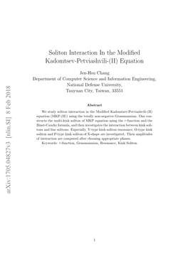 Soliton Interaction in the Modified Kadomtsev-Petviashvili-(II) Equation