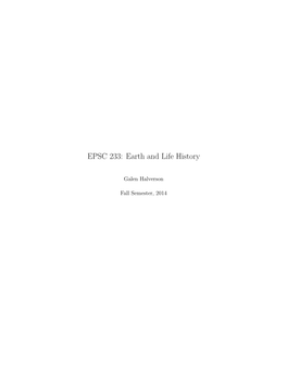 EPSC 233: Earth and Life History