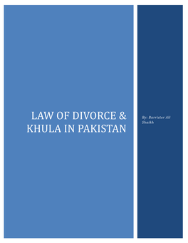 Law of Divorce & Khula in Pakistan