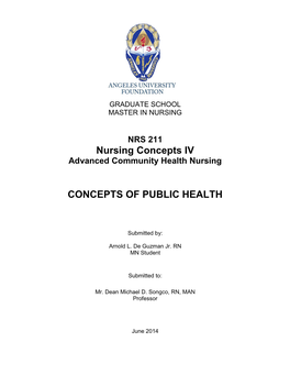 Nursing Concepts IV CONCEPTS of PUBLIC HEALTH