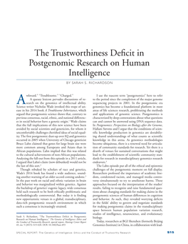 The Trustworthiness Deficit in Postgenomic Research on Human Intelligence