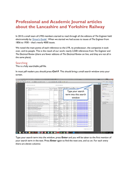 Professional and Academic Journal Articles About the Lancashire and Yorkshire Railway