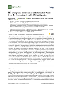 The Energy and Environmental Potential of Waste from the Processing of Hulled Wheat Species