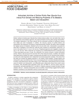 Opuntia Ficus Indica) Fruit Extracts and Reducing Properties of Its Betalains: Betanin and Indicaxanthin