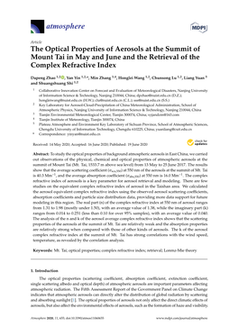 The Optical Properties of Aerosols at the Summit of Mount Tai in May and June and the Retrieval of the Complex Refractive Index