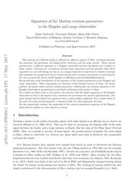 Signatures of the Martian Rotation Parameters in the Doppler and Range Observables