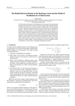 The Radial Electron Density in the Hydrogen Atom and the Model of Oscillations in a Chain System