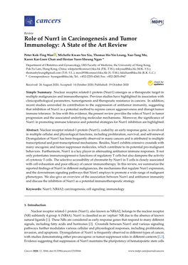 Role of Nurr1 in Carcinogenesis and Tumor Immunology: a State of the Art Review