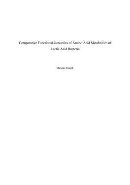 Comparative Functional Genomics of Amino Acid Metabolism of Lactic Acid Bacteria