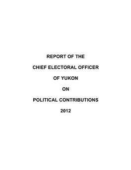 Report of the Chief Electoral Officer