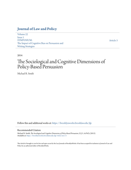 The Sociological and Cognitive Dimensions of Policy-Based Persuasion, 22 J