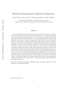 30 May 2020 Bayesian Nonparametric Monotone Regression