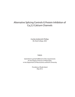 Alternative Splicing Controls G Protein Inhibition of Cav2.2 Calcium