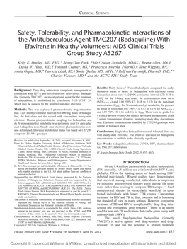 (Bedaquiline) with Efavirenz in Healthy Volunteers: AIDS Clinical Trials Group Study A5267