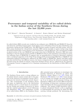 Provenance and Temporal Variability of Ice Rafted Debris in the Indian Sector of the Southern Ocean During the Last 22,000 Years