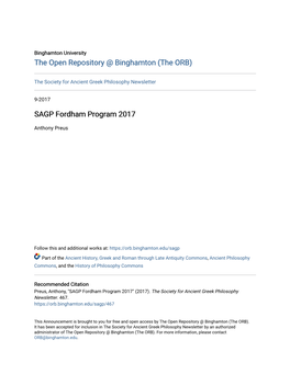 SAGP Fordham Program 2017